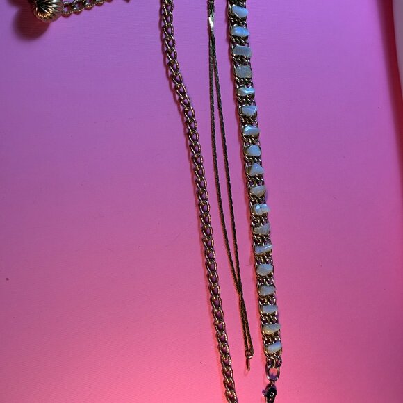 3 Bracelets Opal Teeth Rocks *Emmons Germany Dangle* Two Strands all 18k Gold Pl - Picture 12 of 13